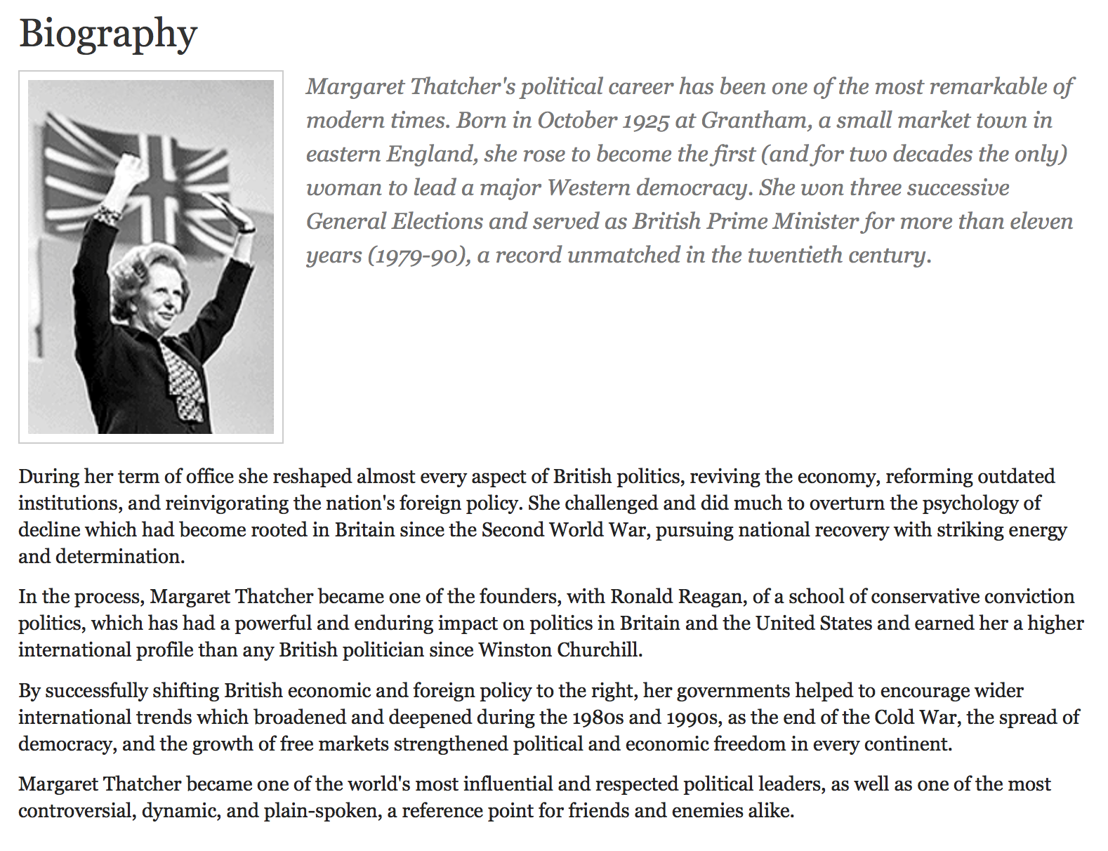 rhetorical analysis of margaret thatcher's speech
